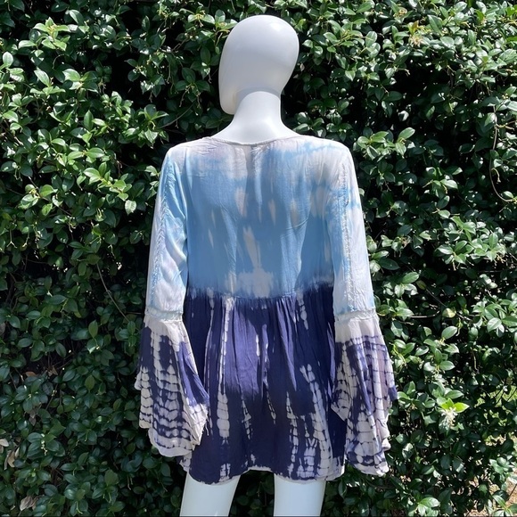 💋NWT BOHO Me Lace Inset Tie Dye Print Tunic Swimsuit Coverup - Picture 7 of 12